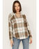 Image #2 - Cleo + Wolf Women's Raw Edge Raglan Sleeve Button Up Shirt, Cream, hi-res