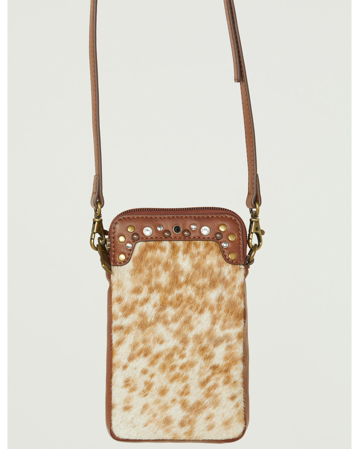Image #2 - Shyanne Women's Studded Tooled Crossbody Phone Bag, Brown, hi-res