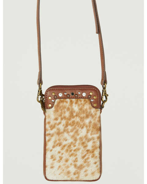 Image #2 - Shyanne Women's Studded Tooled Crossbody Phone Bag , Brown, hi-res