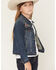 Image #2 - Shyanne Girls' Scout Floral Embroidered Denim Jacket, Dark Wash, hi-res