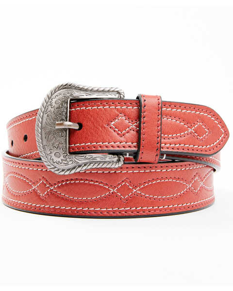 Image #1 - The Leathery Women's Jesse Embroidered Western Belt, Red, hi-res