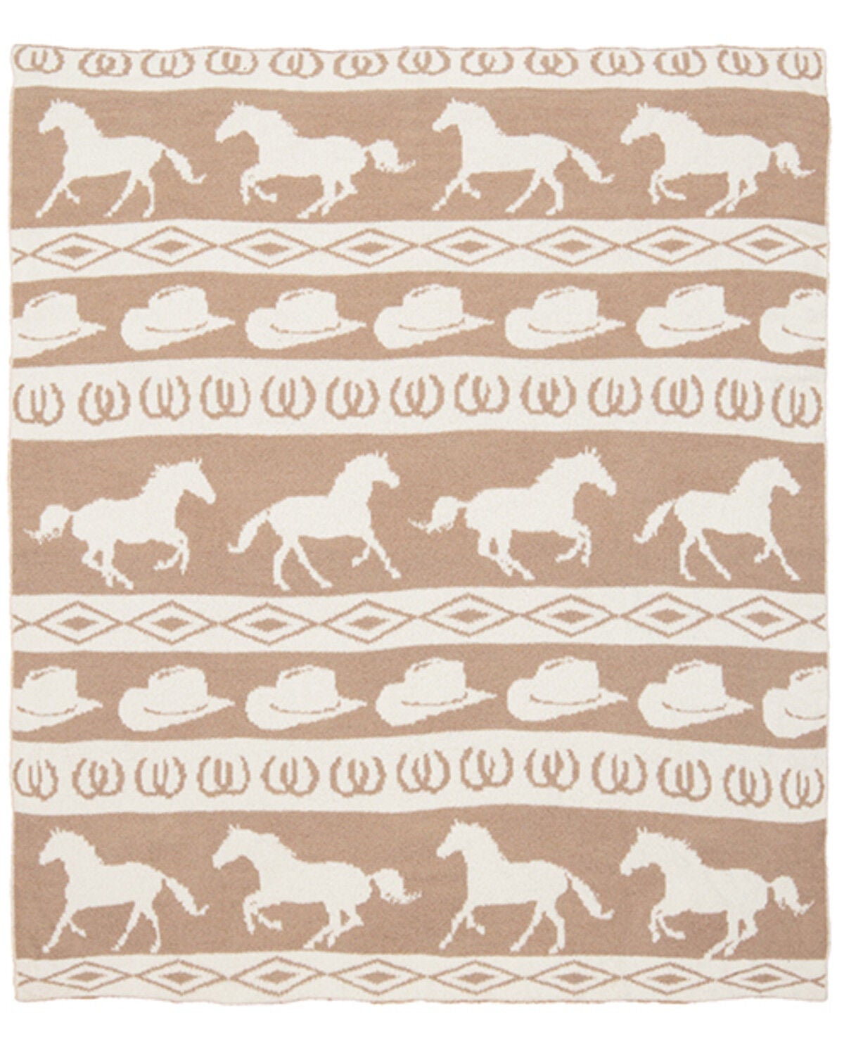 Image #2 - Carstens Home Wrangler Rodeo Stretchy Throw Blanket, Tan, hi-res