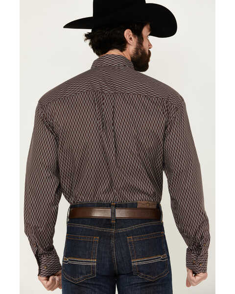 Image #4 - Wrangler Men's Classics Geo Print Long Sleeve Button-Down Western Shirt - Big , Burgundy, hi-res