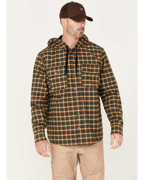 Image #1 - Hawx Men's Flannel Hooded Work Jacket, Green, hi-res