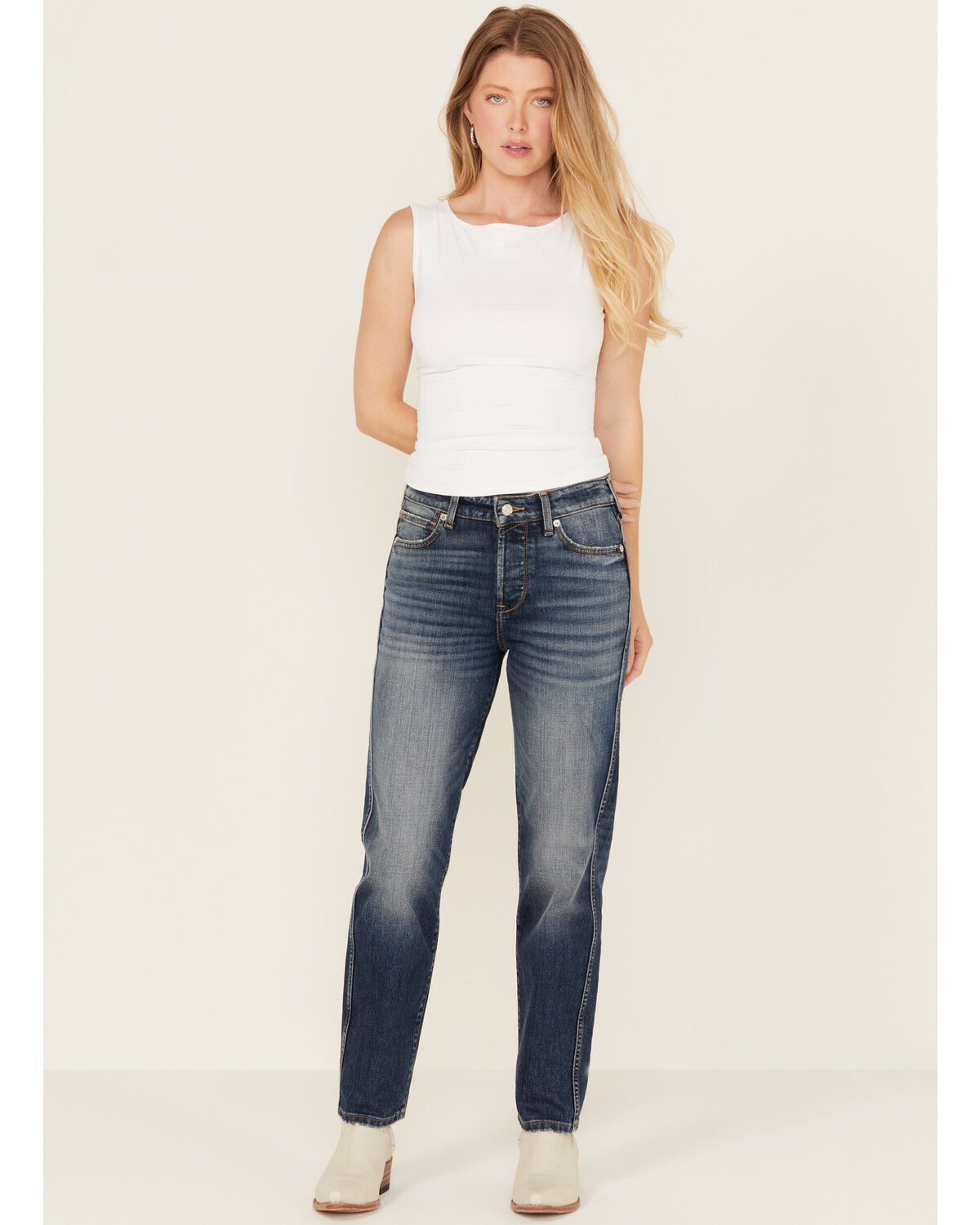 Image #1 - Ariat Women's Bridle Dark Wash High Rise Slim Straight Stretch Denim Jeans, Dark Wash, hi-res