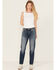 Image #1 - Ariat Women's Bridle Dark Wash High Rise Slim Straight Stretch Denim Jeans, Dark Wash, hi-res