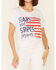 Cut & Paste Women's Stars & Stripes Forever Graphic Crop Tee , Ivory, hi-res