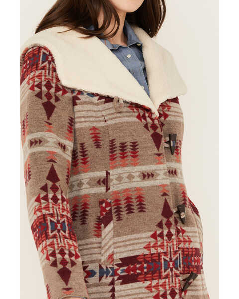 Image #3 - Powder River Outfitters Women's Southwestern Print Long Jacquard Wool Coat , Taupe, hi-res