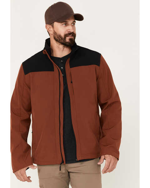 Image #1 - Powder River Outfitters Men's Solid Softshell Jacket, Rust Copper, hi-res