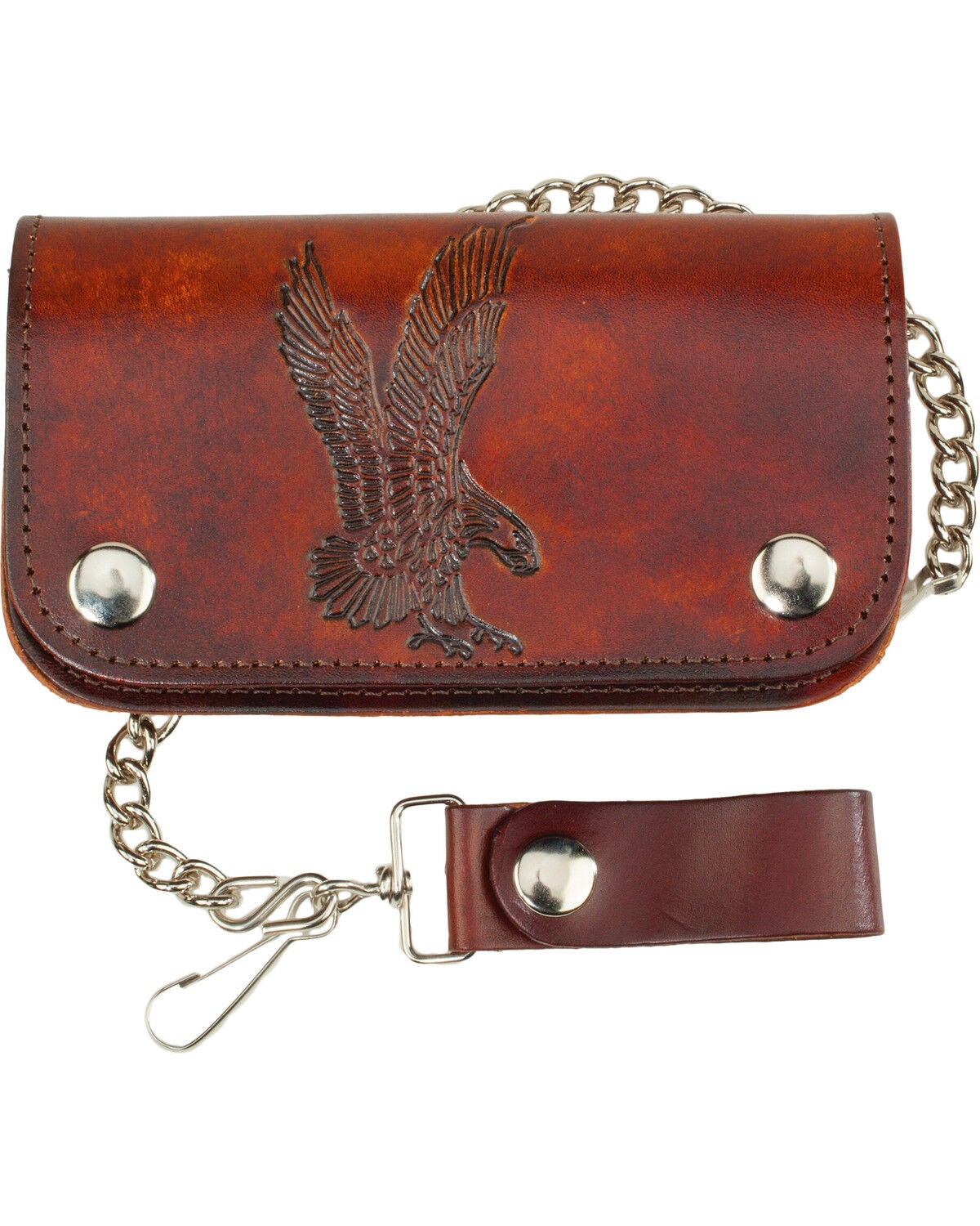 Western Express Men's Brown Leather Eagle Biker Wallet *DISCONTINUED*, Brown, hi-res