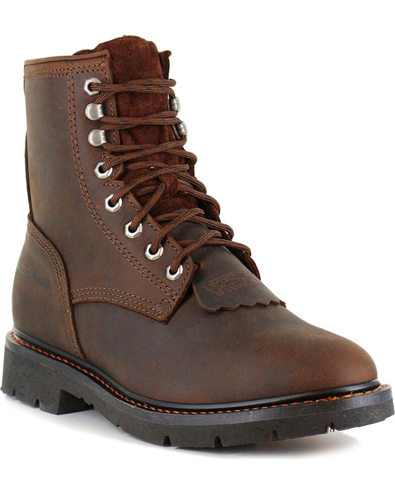 Cody James Men's 8" Lace-Up Kiltie Work Boots - Soft Toe, Brown, hi-res