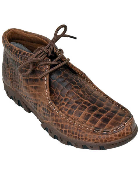 Image #1 - Ferrini Men's Croc Print Moccasin Boots - Moc Toe, Brown, hi-res