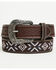 Image #1 - RANK 45® Men's McCoy Southwestern Cross-Stitch Leather Belt, Brown, hi-res