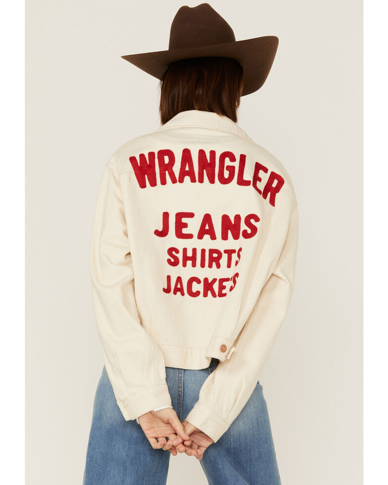 Wrangler Women's Natural Embroidered Denim Jacket, Natural, hi-res