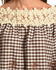 Image #2 - Young Essence Women's Off The Shoulder Embroidered Gingham Top, Brown, hi-res