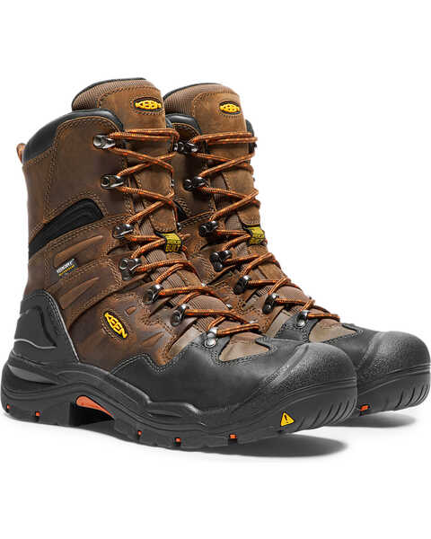 Keen Men's Coburg 8" Waterproof Boots - Steel Toe, Brown, hi-res