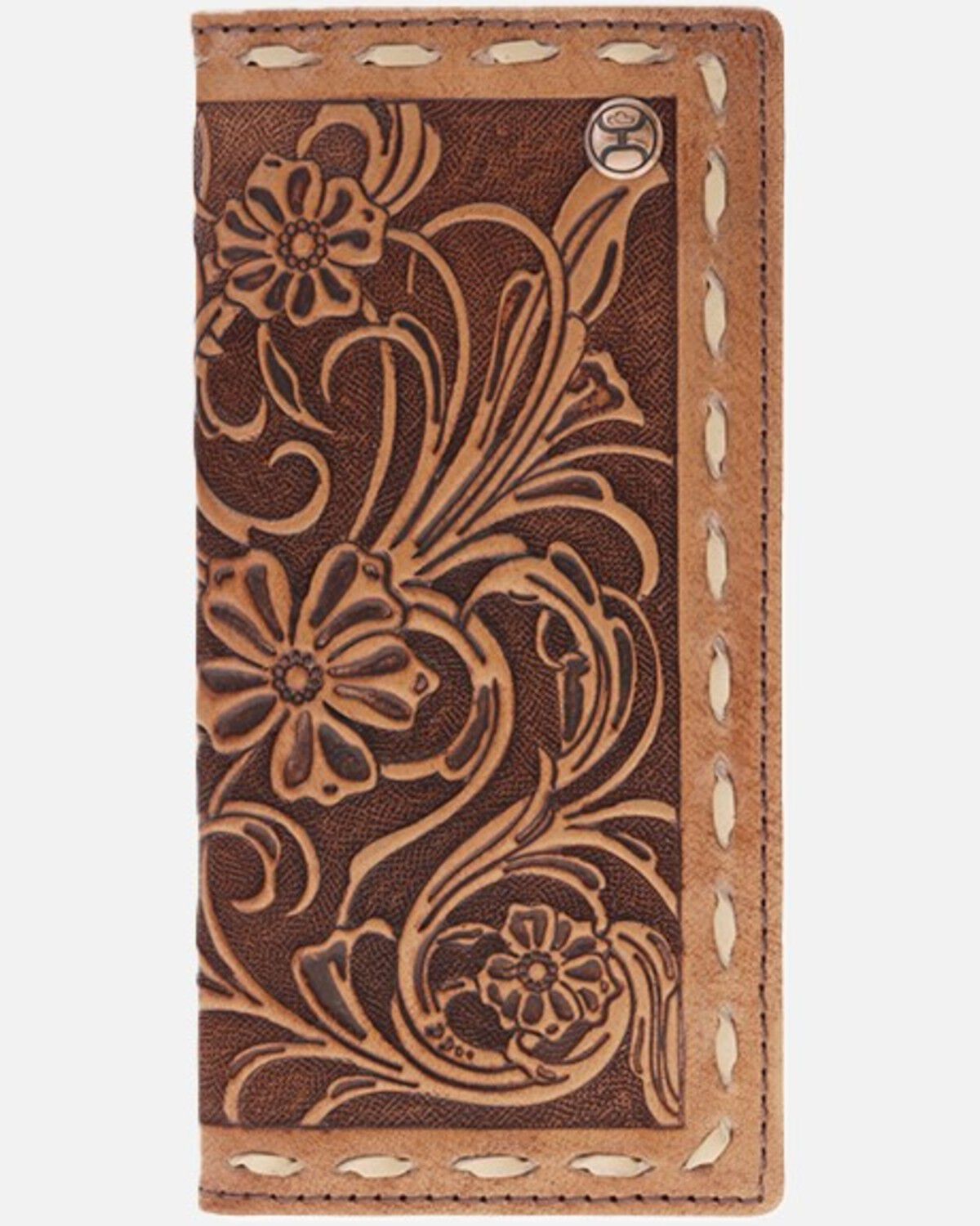 Image #1 - Hooey Men's Tuff Tooled Leather Floral Rodeo Wallet, Brown, hi-res