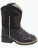 Image #2 - Old West Toddler Boys' Faux Alligator Western Boots - Broad Square Toe, Black, hi-res