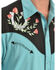 Image #2 - Scully Men's Rose & Horseshoe Embroidered Retro Long Sleeve Western Shirt - Big & Tall, Turquoise, hi-res