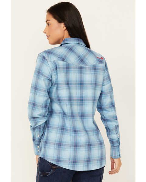 Image #4 - Ariat Women's FR Bonita Long Sleeve Snap Work Shirt , Blue, hi-res
