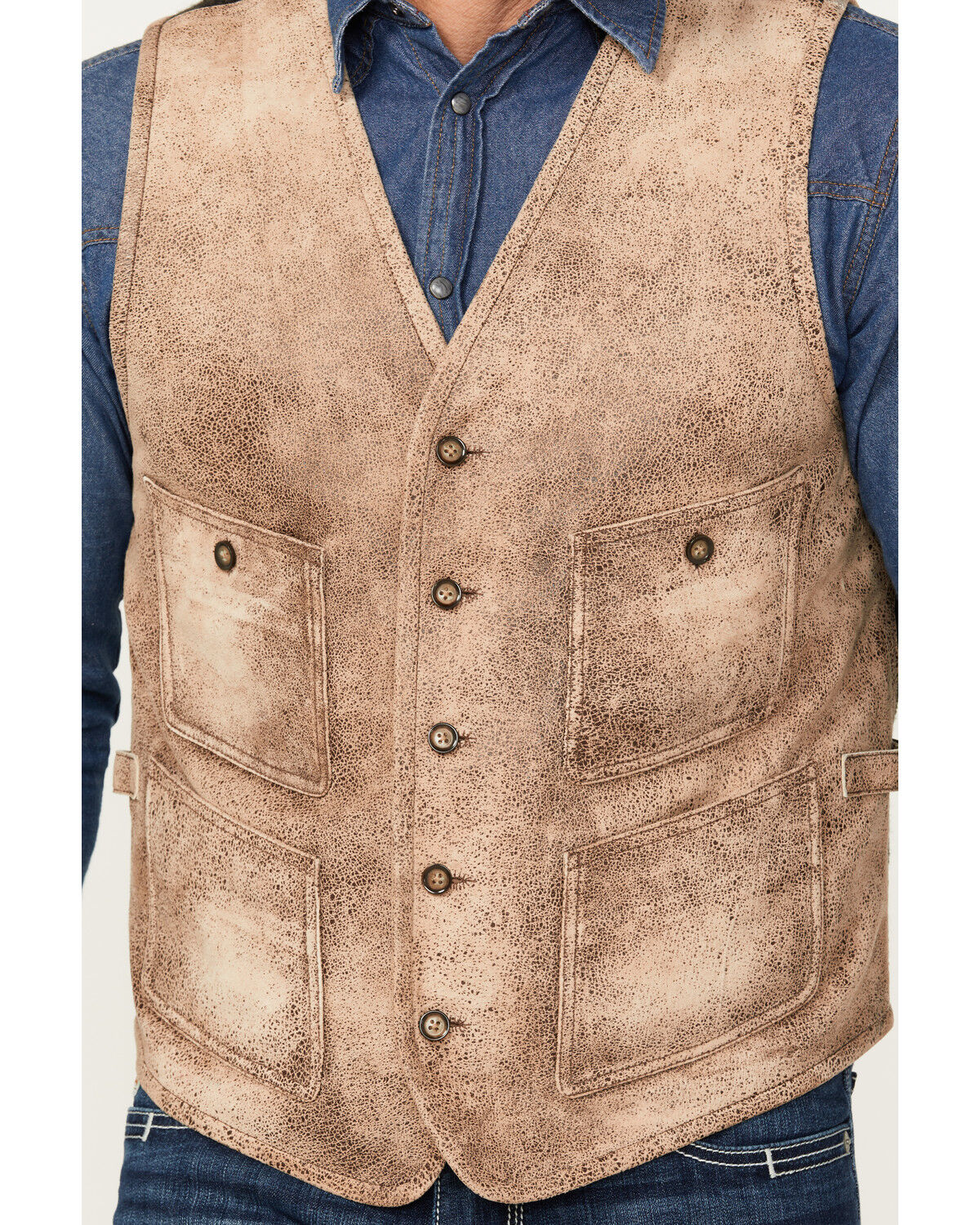 Image #3 - Cody James Men's White Buffalo Suede Vest, Tan, hi-res