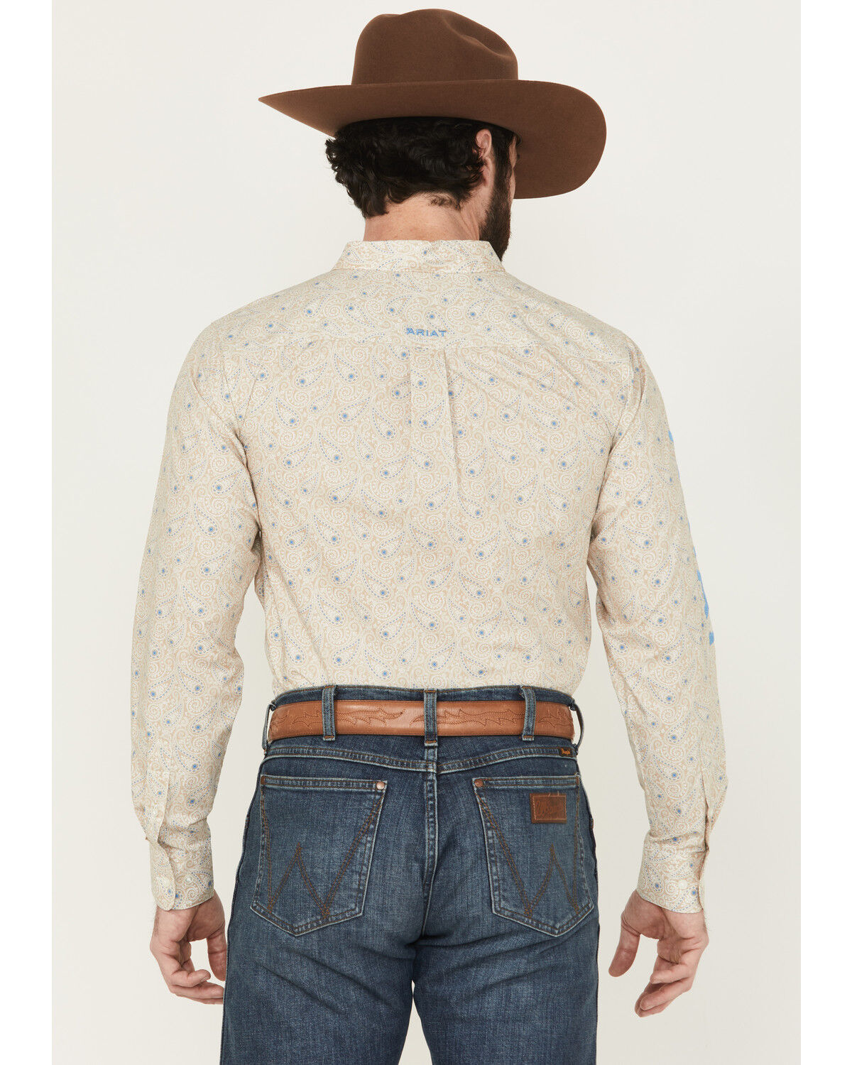 Image #4 - Ariat Men's Team Alder Paisley Print Long Sleeve Button-Down Western Shirt, Tan, hi-res