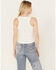 Miss Me Women's Studded Split V Neck Tank, Ivory, hi-res