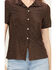 Image #2 - Molly Bracken Women's Short Sleeve Button-Down Shirt , Brown, hi-res