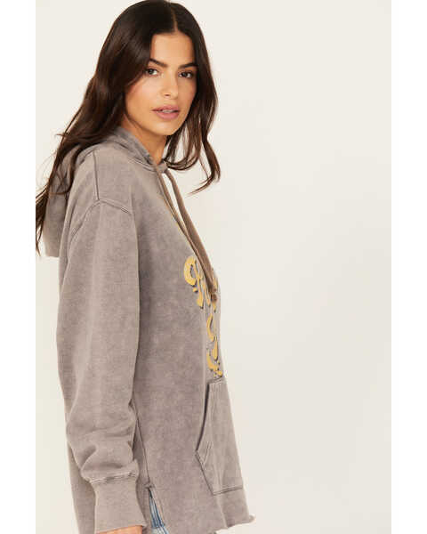 Image #2 - Cleo + Wolf Women's Beer With Me Washed Graphic Hoodie, Steel, hi-res