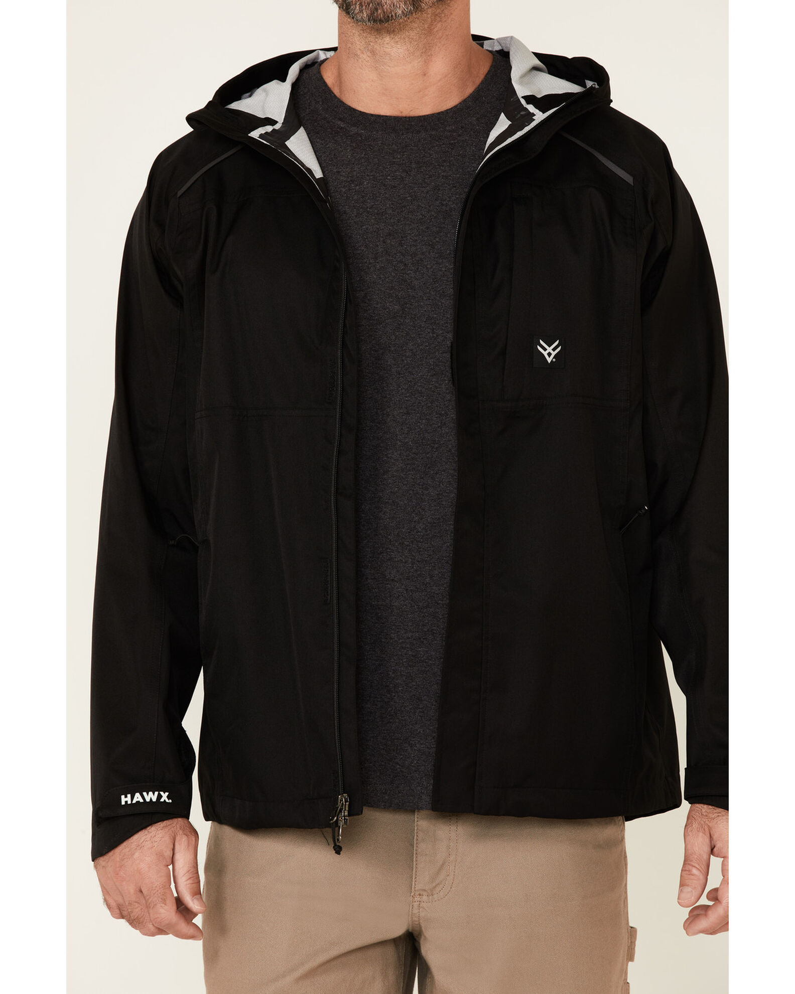 Image #3 - Hawx Men's Pro Elements Zip-Front Hooded Poly-Shell Work Jacket, Black, hi-res
