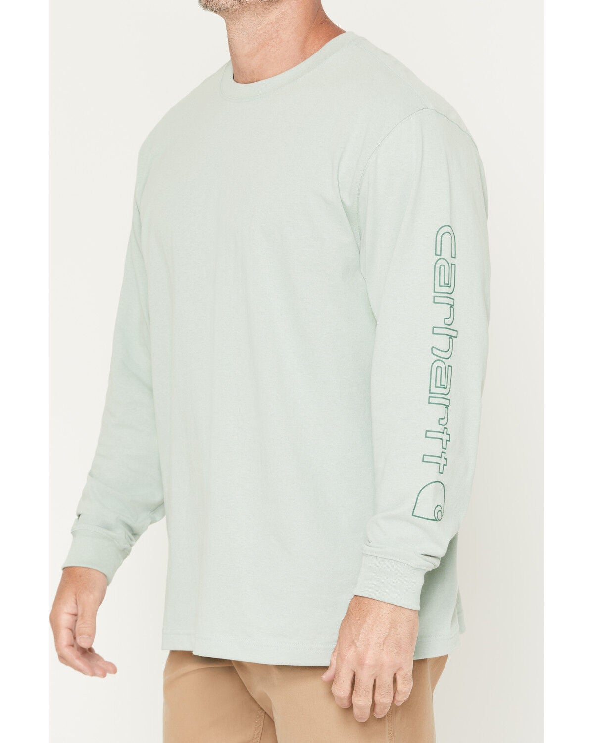 Image #3 - Carhartt Men's Loose Fit Heavyweight Long Sleeve Logo Graphic Work T-Shirt, Sage, hi-res