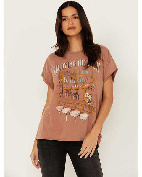 Image #1 - Cleo + Wolf Women's Enjoying The View Relaxed Short Sleeve Graphic Tee, Rust Copper, hi-res