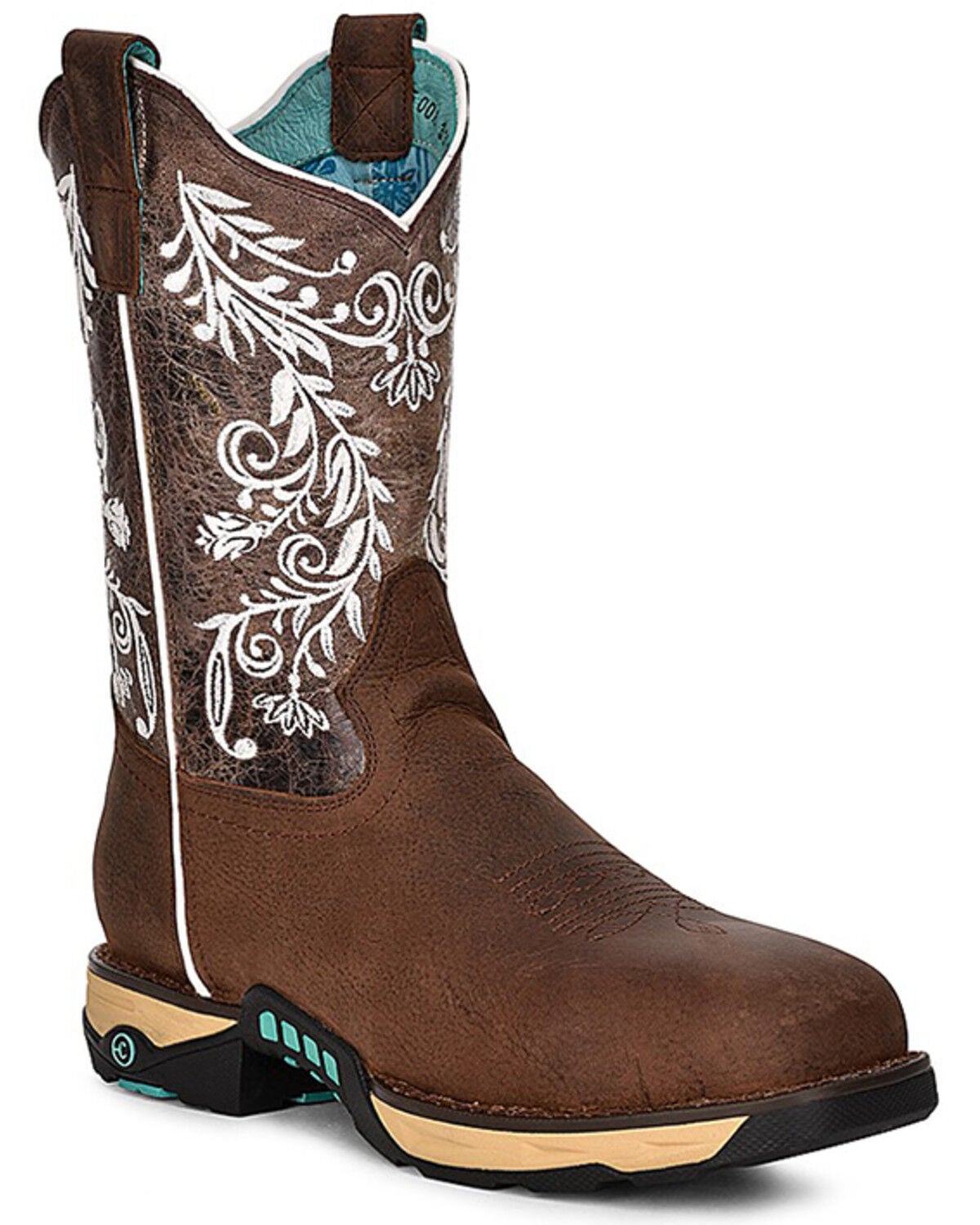 Corral Women's Embroidered Water Resistant Work Boots - Composite Toe, Brown, hi-res