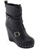 Image #1 - Milwaukee Leather Women's Triple Strap Wedge Boots - Round Toe, Black, hi-res