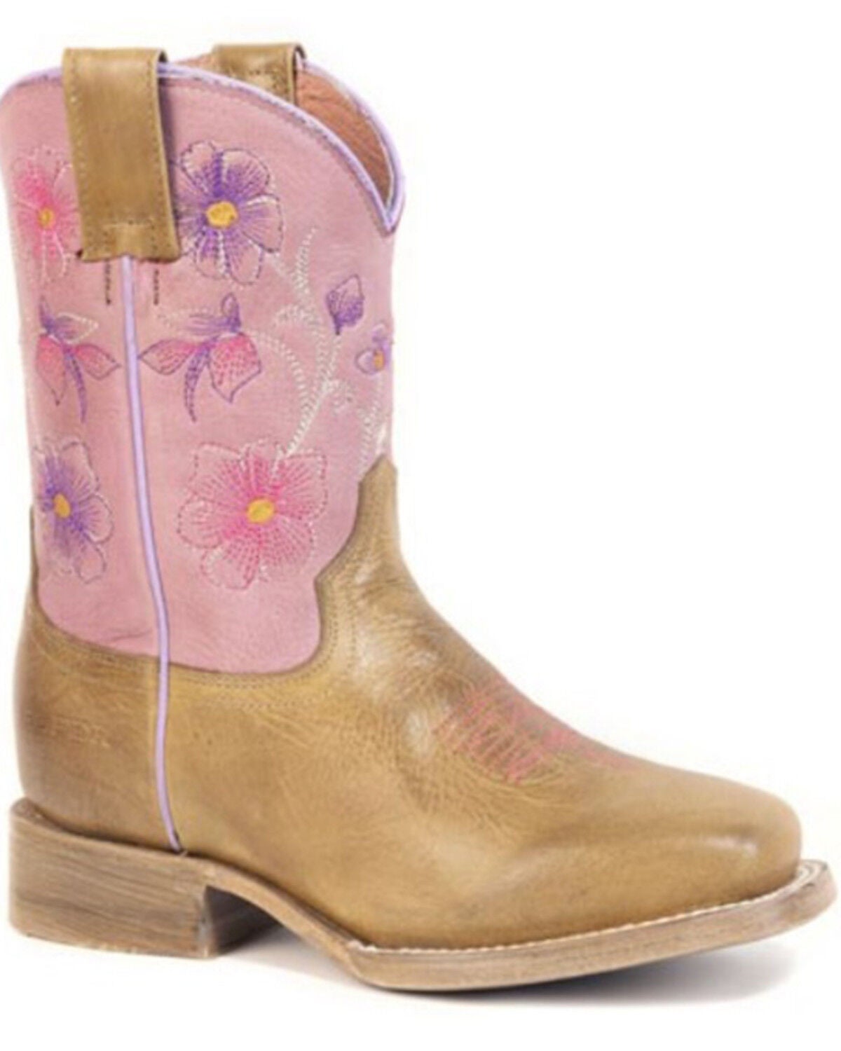 Roper Little Girls' Annie Western Boots - Square Toe, Tan, hi-res