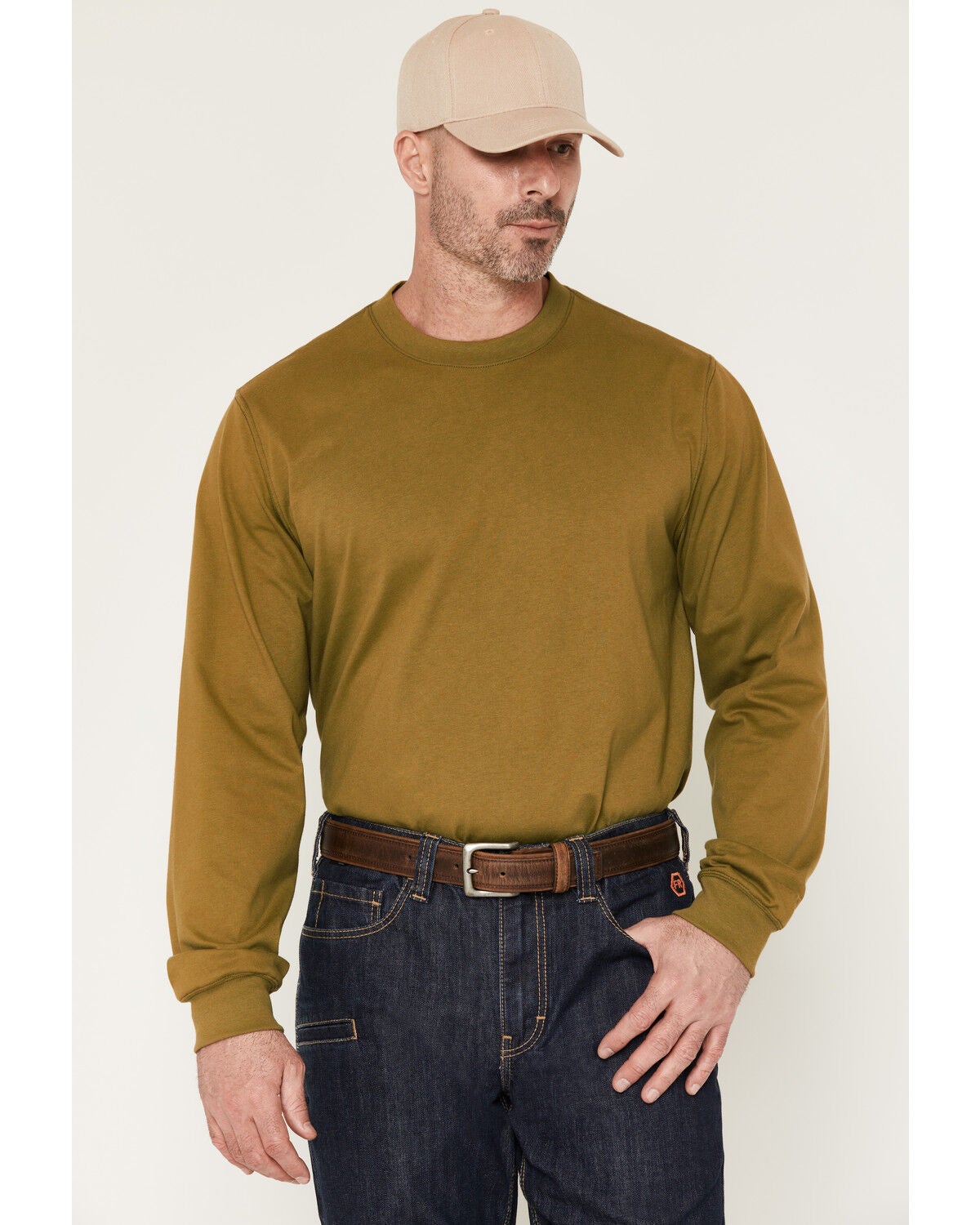 Image #2 - Hawx Men's FR Solid Money Long Sleeve Work T-Shirt, Green, hi-res