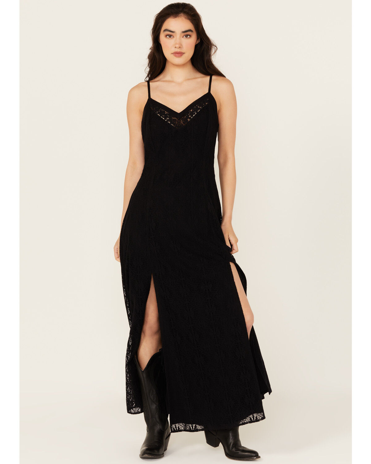 Image #1 - Idyllwind Women's Wyn Lace Sleeveless Maxi Dress, Black, hi-res
