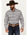 Image #1 - Cinch Men's Paisley Print Long Sleeve Button-Down Western Shirt, Blue, hi-res