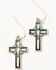 Image #2 - Shyanne Women's Cross Hamsa Metal Earring Set, Silver, hi-res