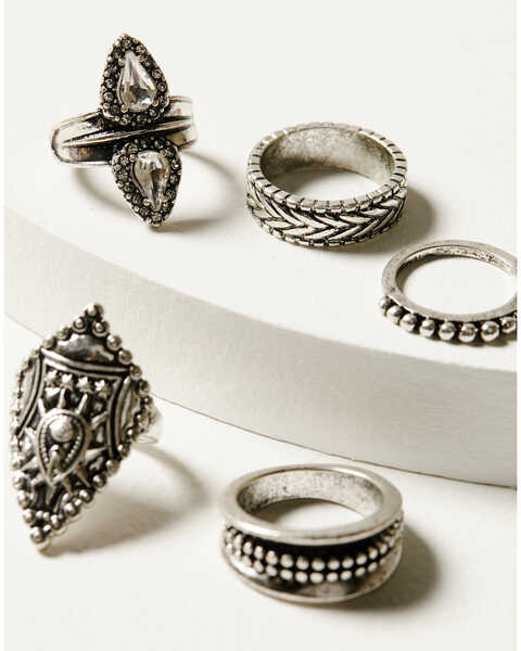 Image #3 - Idyllwind Women's Fairmont 5-Piece Silver Ring Set, Silver, hi-res