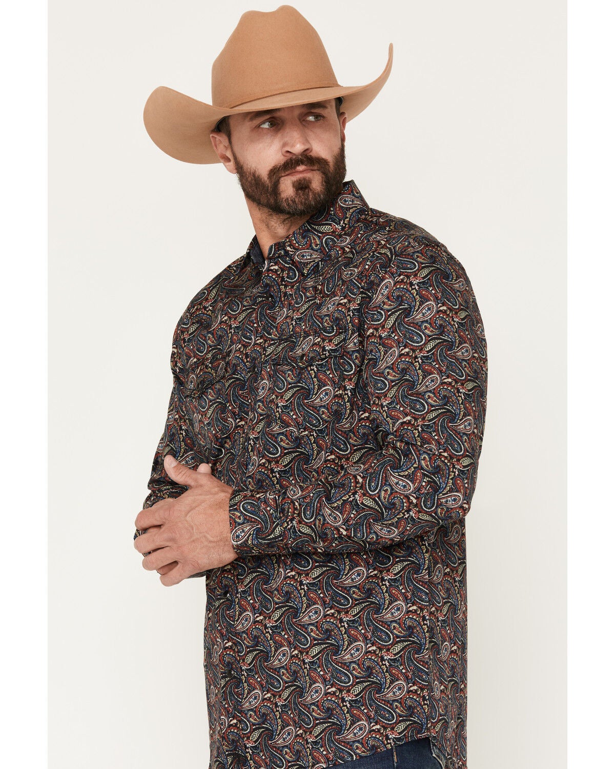 Image #2 - Moonshine Spirit Men's Saddle Paisley Print Long Sleeve Snap Western Shirt, Multi, hi-res
