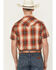 Image #4 - Pendleton Men's Frontier Plaid Print Short Sleeve Snap Stretch Western Shirt, Brick Red, hi-res