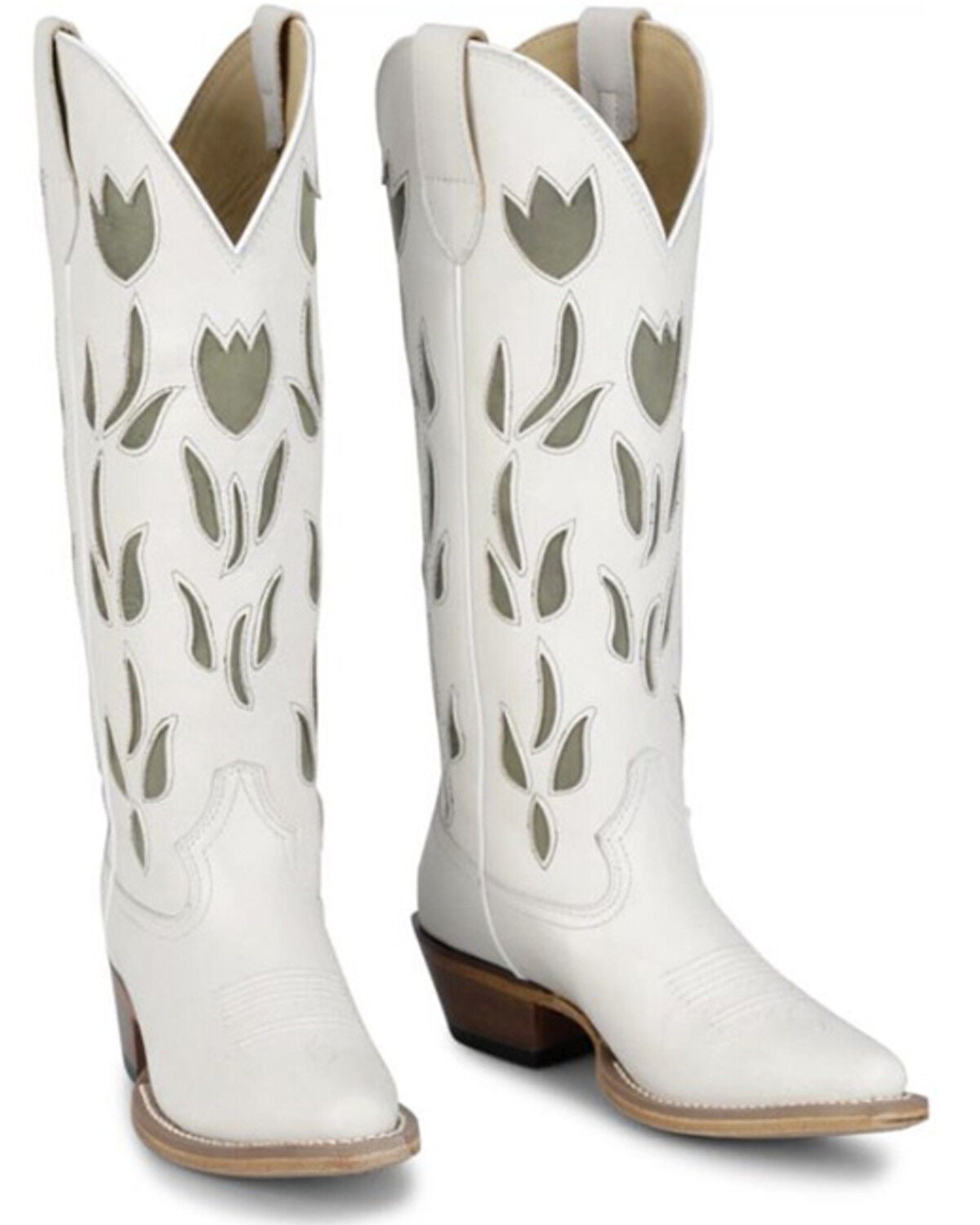 Image #4 - Justin Women's May Vintage Tall Western Boots - Snip Toe, White, hi-res