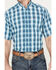 Image #3 - Ariat Men's Wrinkle Free Enzo Plaid Print Button-Down Short Sleeve Western Shirt, Teal, hi-res