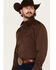 Image #2 - Scully Men's Gunfighter Embroidered Long Sleeve Snap Western Shirt - Big, Brown, hi-res