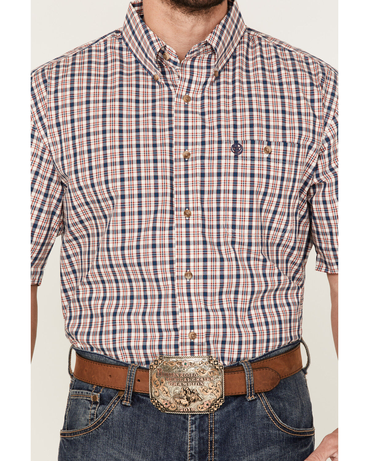 Image #3 - George Strait By Wrangler Men's Sunset Plaid Short Sleeve Button-Down Western Shirt - Big & Tall, , hi-res