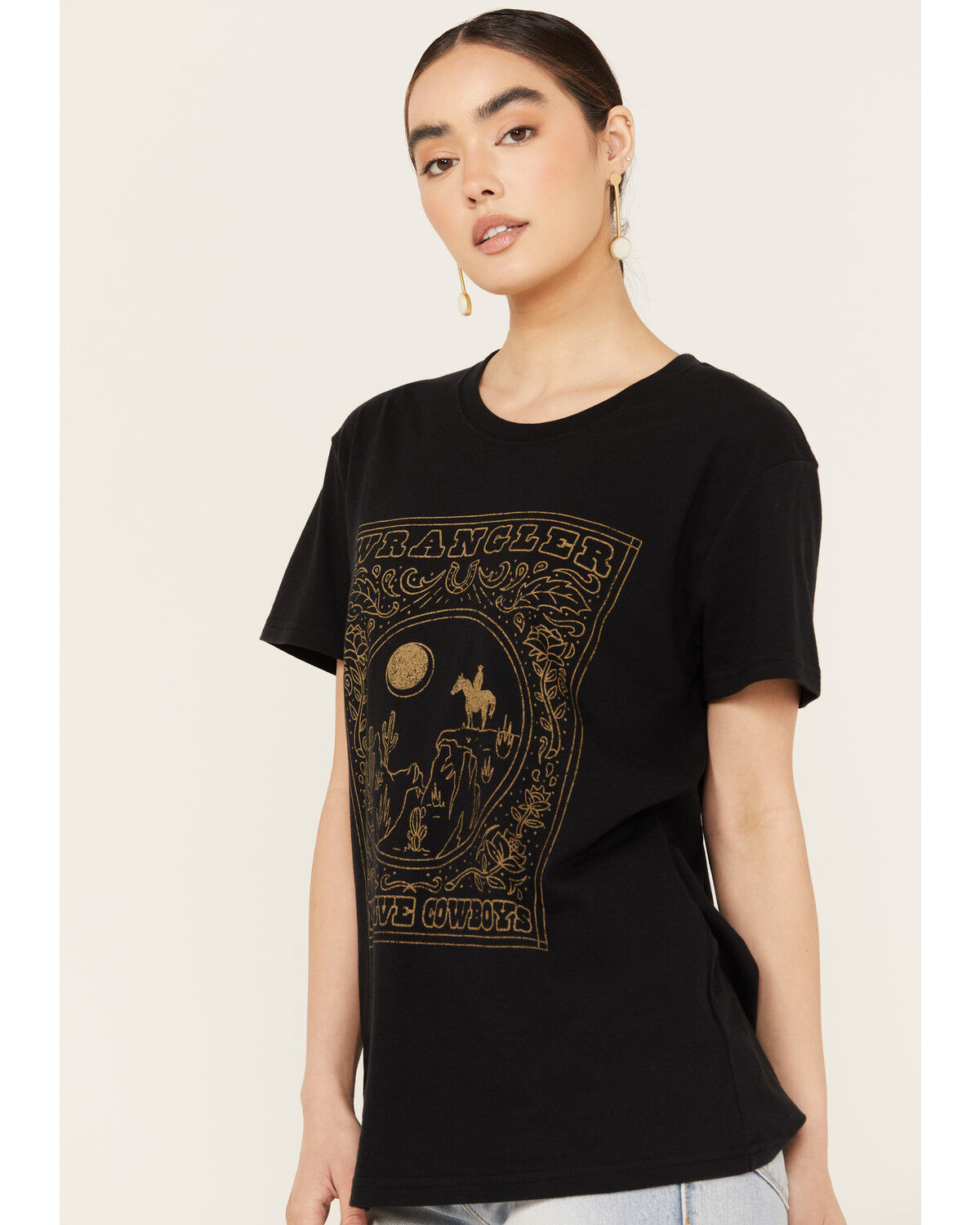 Image #2 - Wrangler Women's Desert Scene Short Sleeve Graphic Tee, Black, hi-res