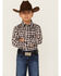 Image #1 - Cowboy Hardware Boys' Plaid Print Long Sleeve Snap Stretch Western Shirt, Black, hi-res