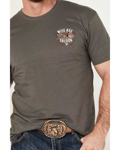 Image #4 - Cowboy Hardware Men's Wise Ass Saloon Short Sleeve Graphic T-Shirt, Dark Grey, hi-res