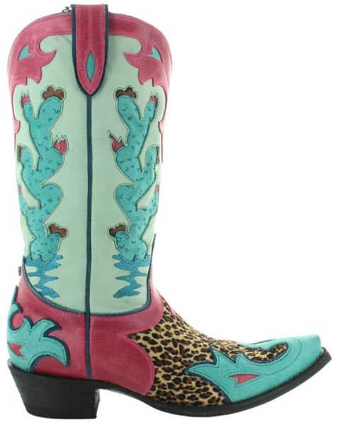 Image #2 - Double D by Old Gringo Women's Desert Desperado Western Boots - Snip Toe , Green, hi-res
